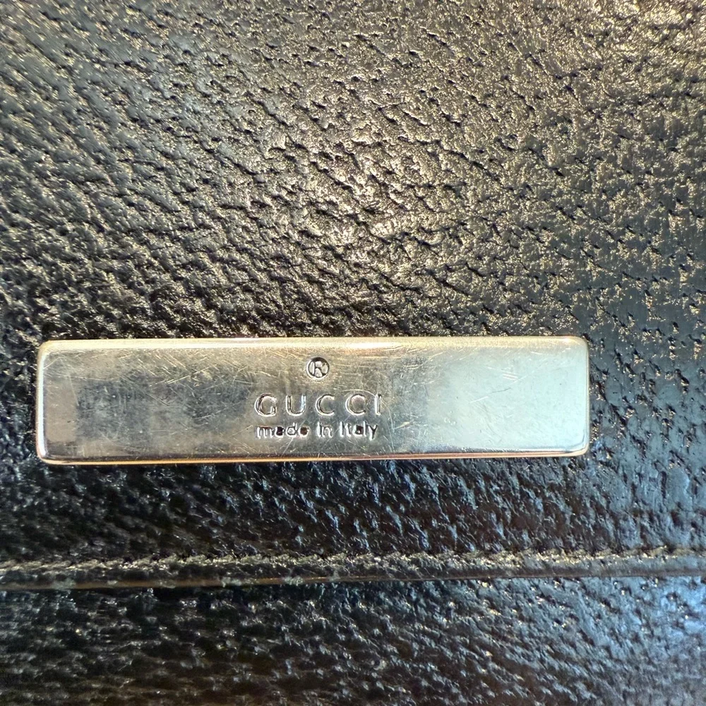 Gucci Black Compact Bifold Leather Wallet Silver Hardware - Picture 3 of 16